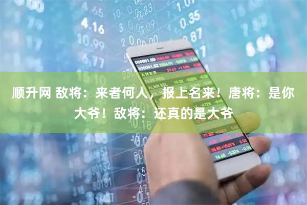 顺升网 敌将：来者何人，报上名来！唐将：是你大爷！敌将：还真的是大爷